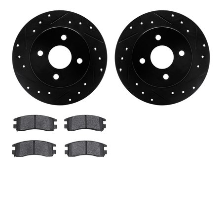 DYNAMIC FRICTION CO 8302-53002, Rotors-Drilled and Slotted-Black with 3000 Series Ceramic Brake Pads, Zinc Coated 8302-53002